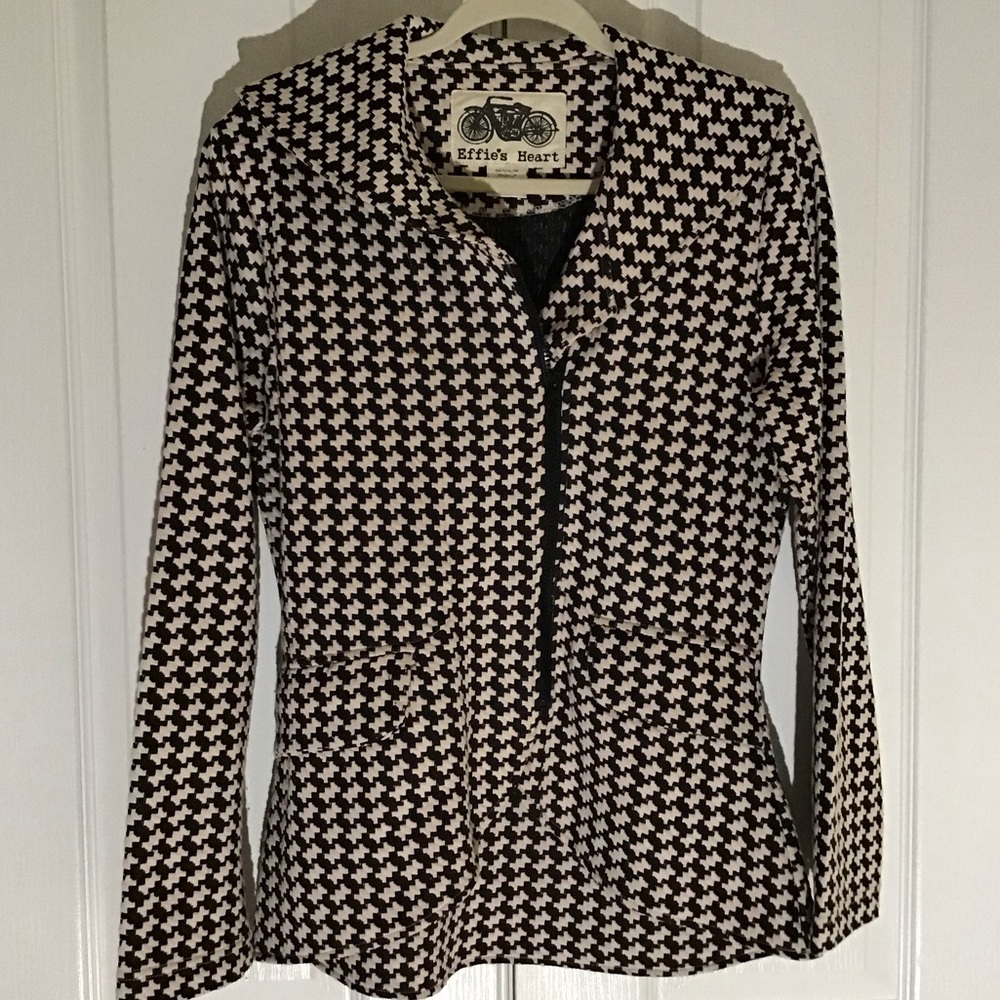 Effie’s Heart houndstooth shawl collar jacket L